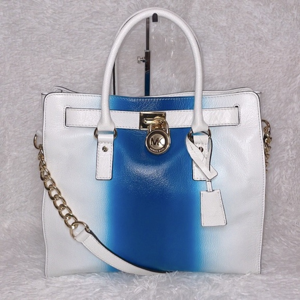 New Michael Kors Hamilton Spray Large Leather Shoulder Bag Tote Purse Wh…